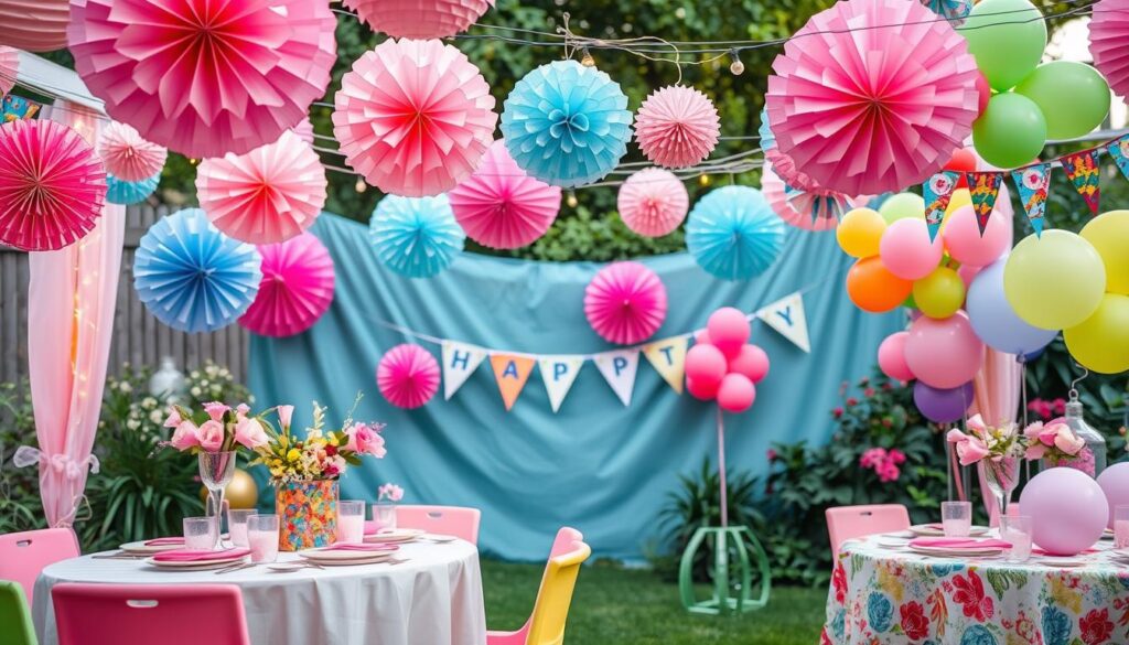 קישוטי מסיבה המציגים רעיונות לסכמת צבעים ועיצוב עצמי