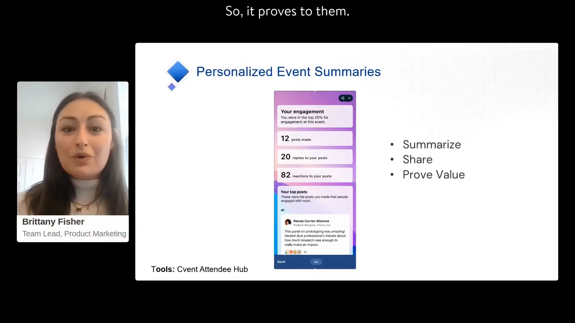 דוגמה לסיכום מותאם אישית של משתתף